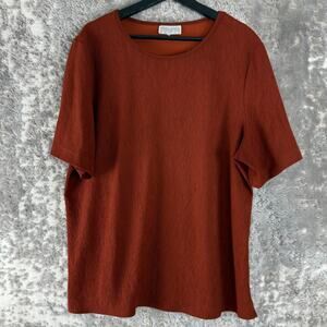 Jessica Michelle Plus Size 2X Minimalist Casual Top Brown Short Sleeve Pullover‎